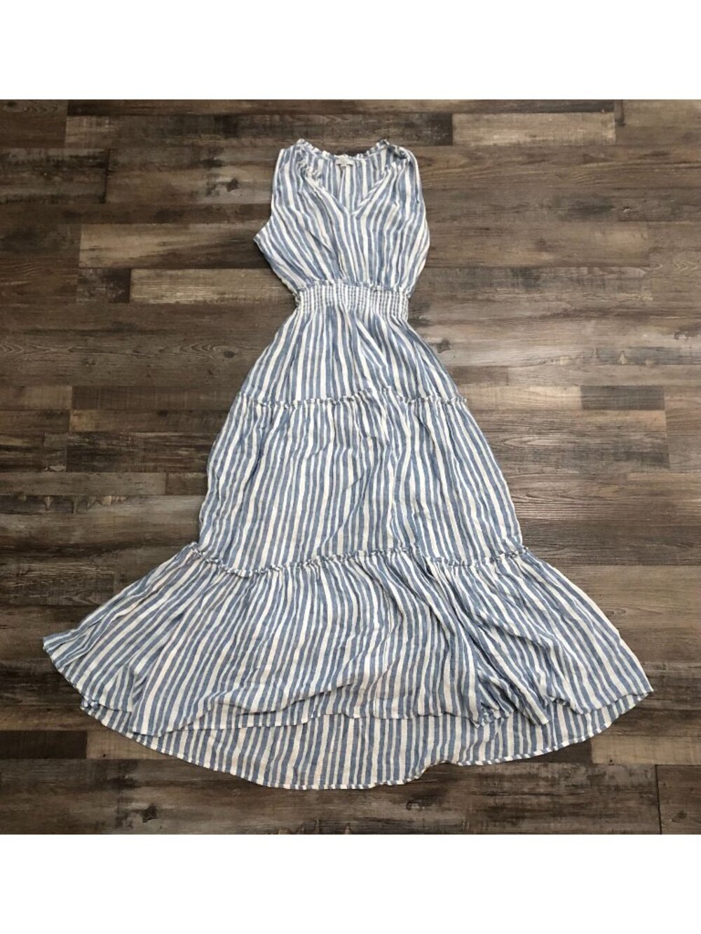 Rails Loulou Dress Blue & White Jalisco Stripe XS Linen Midi Dress